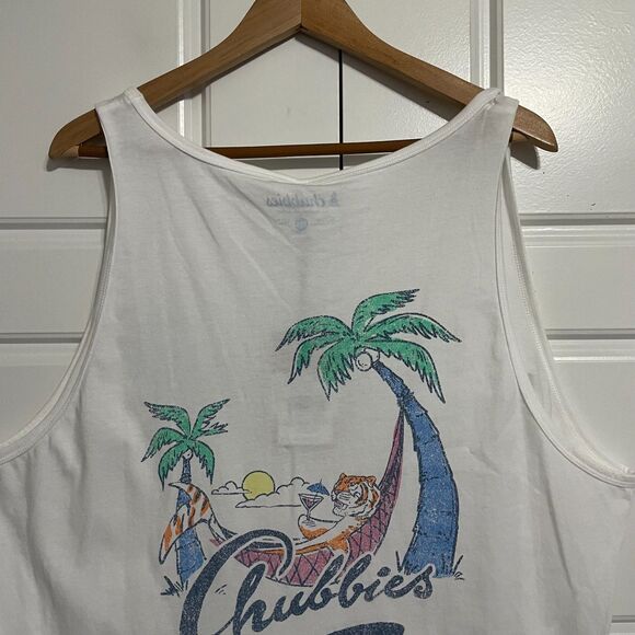 NWT Chubbies Mens Tank  Top Size XXL White *The Weekend Has Arrived* Palm Trees - Picture 8 of 8
